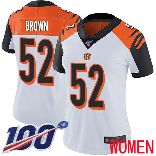 Cincinnati Bengals Limited White Women Preston Brown Road Jersey NFL Footballl #52 100th Season Vapor Untouchable